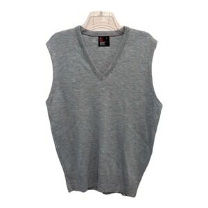 Robert Bruce Sweater Vest Mens Large Heather Blue Gray Knit V-Neck‎ USA Vintage